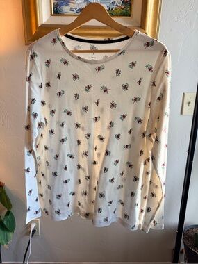 Croft & Barrow Women's XL White Cardinal Holiday Long Sleeve Cotton Knit T-Shirt